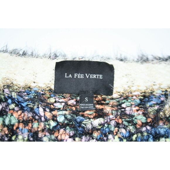 Anthropologie La Fée Verte Eyelash Knit Striped Sweater Metallic Womens S Cozy - Picture 2 of 7